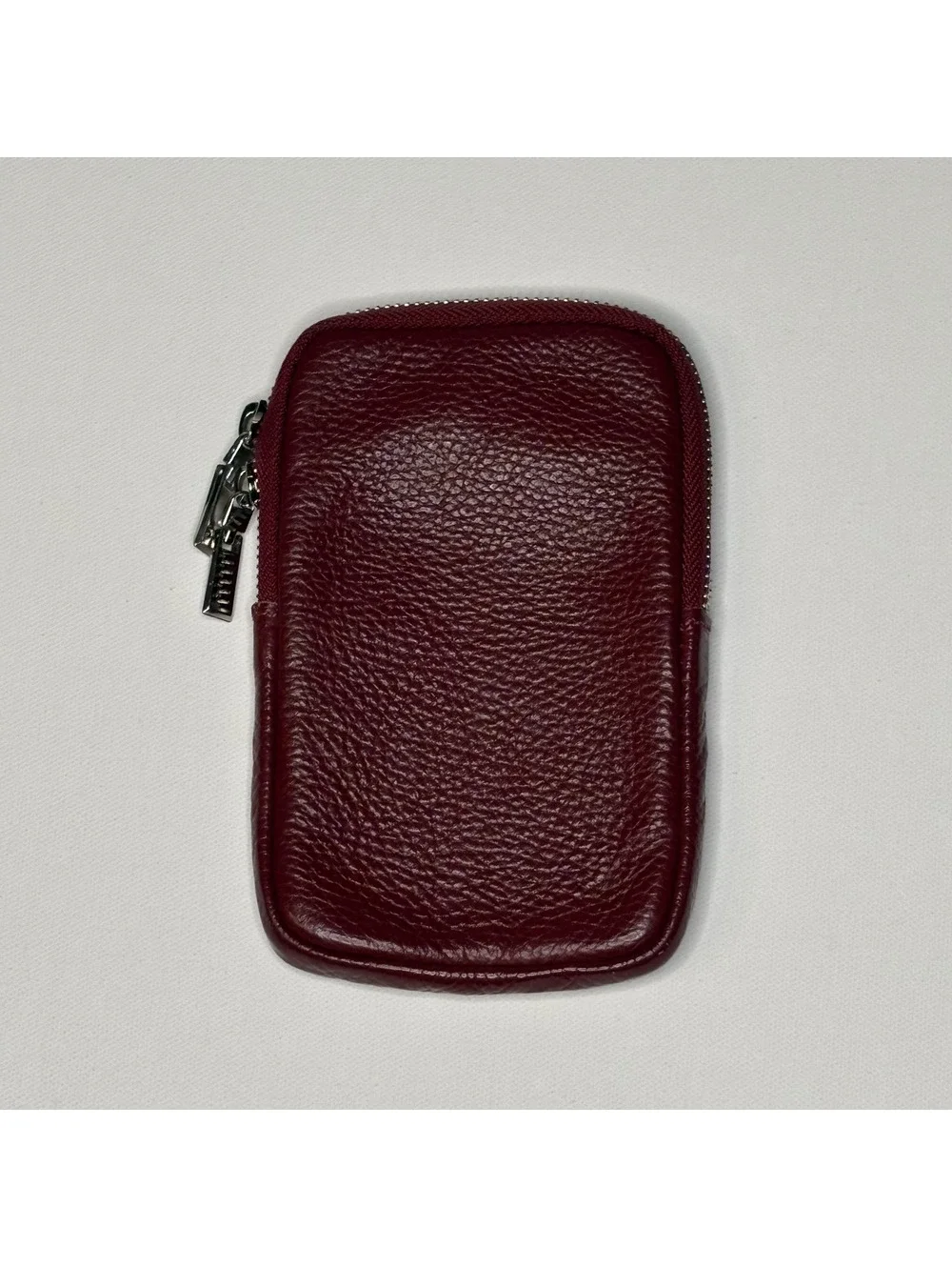Vintage Leather Case Pouch Burgundy Zip Travel Organizer